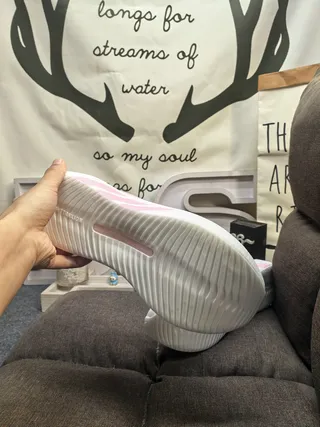 Pink and White Laceless Slip-On Sneakers 4