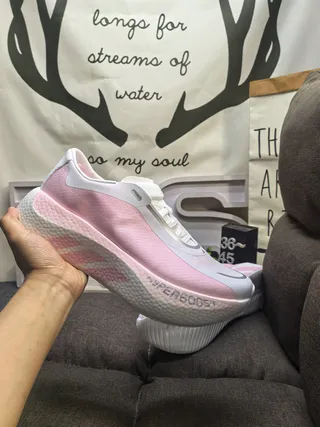 Pink and White Laceless Slip-On Sneakers 5