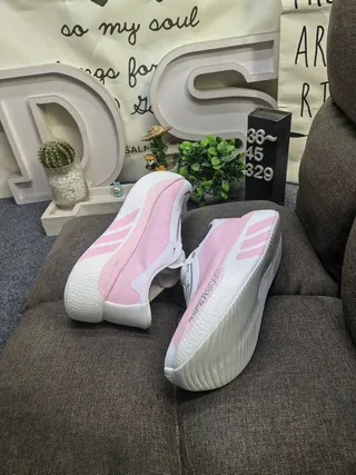 Pink and White Laceless Slip-On Sneakers 6