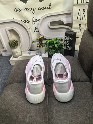 Pink and White Laceless Slip-On Sneakers 8
