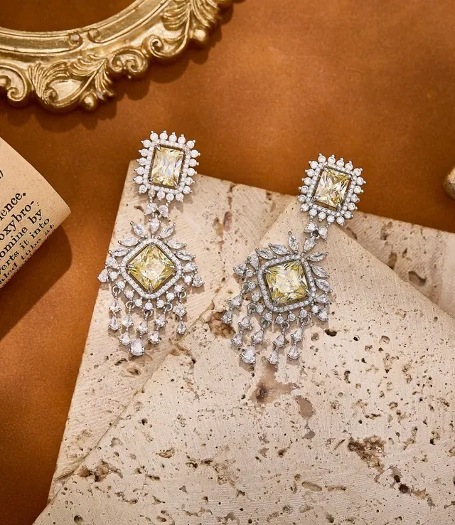 Pink and White Pavé Chandelier Drop Earrings 5
