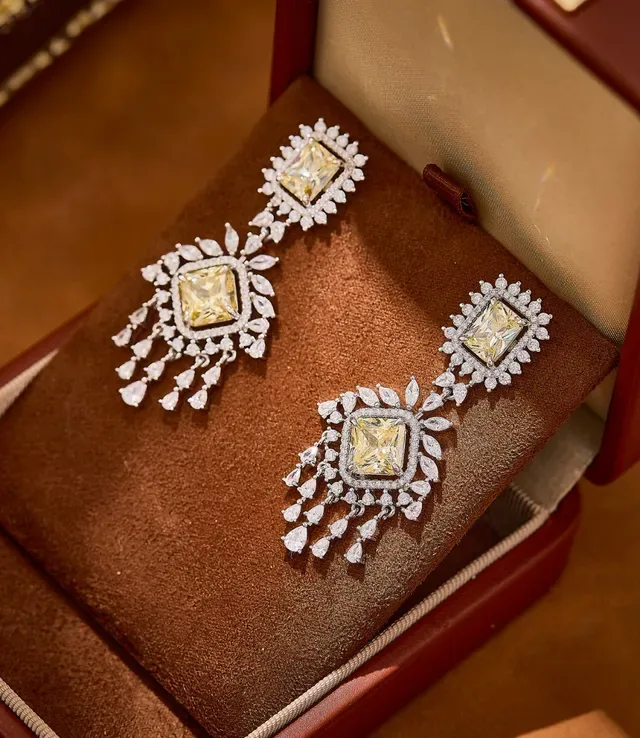 Pink and White Pavé Chandelier Drop Earrings 8