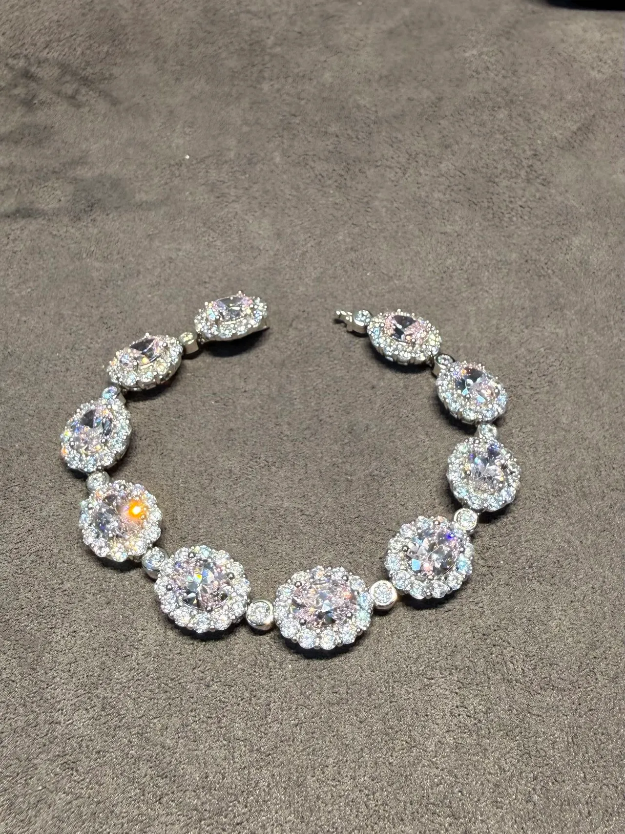 Pink Gemstone Halo Link Bracelet 2