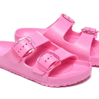 Sandales casuales rose transparentes à construction moulée avec bride ajustable double