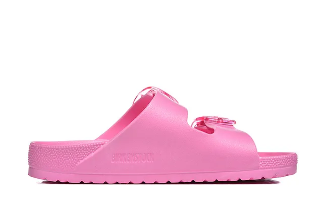 Pink Transparent Molded Construction Dual Adjustable Strap Casual Sandals 7