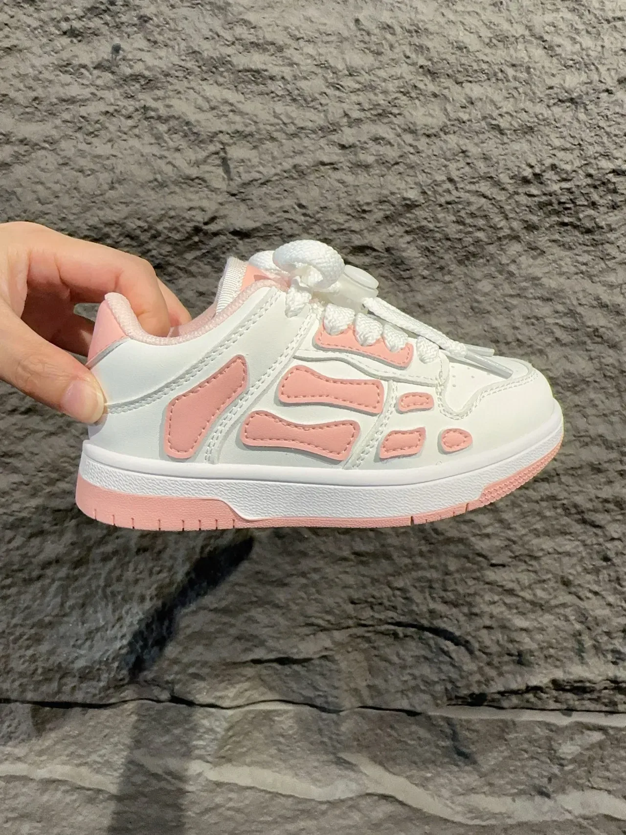 Pink White Low-Top Synthetic Overlay Paneling Sneakers 7