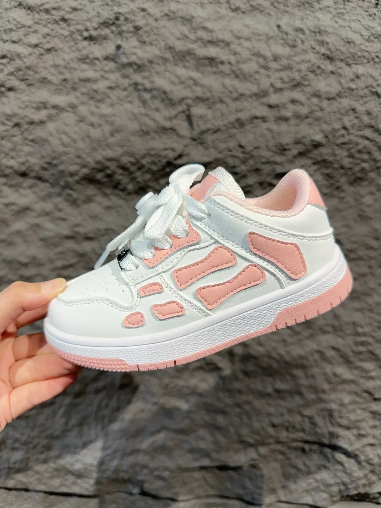 Pink White Low-Top Synthetic Overlay Paneling Sneakers 10