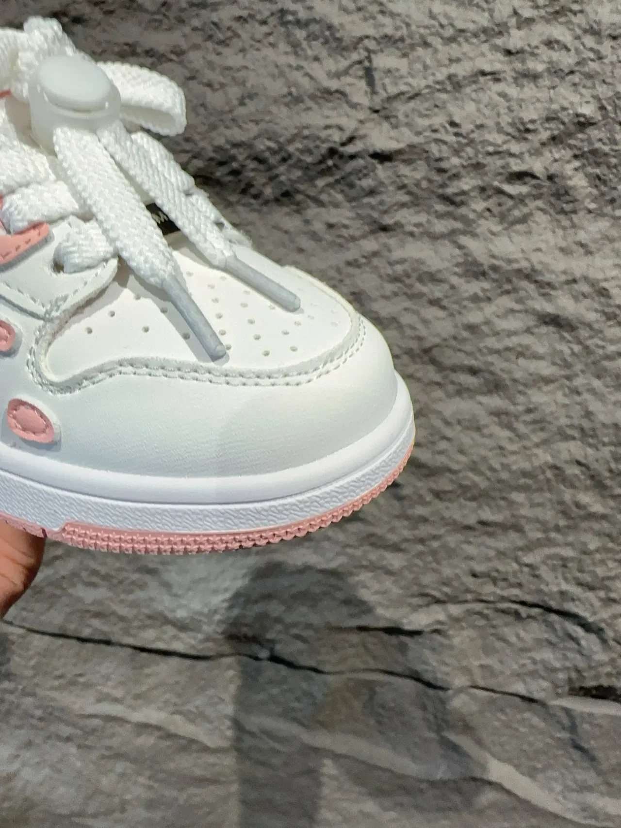Pink White Low-Top Synthetic Overlay Paneling Sneakers 11