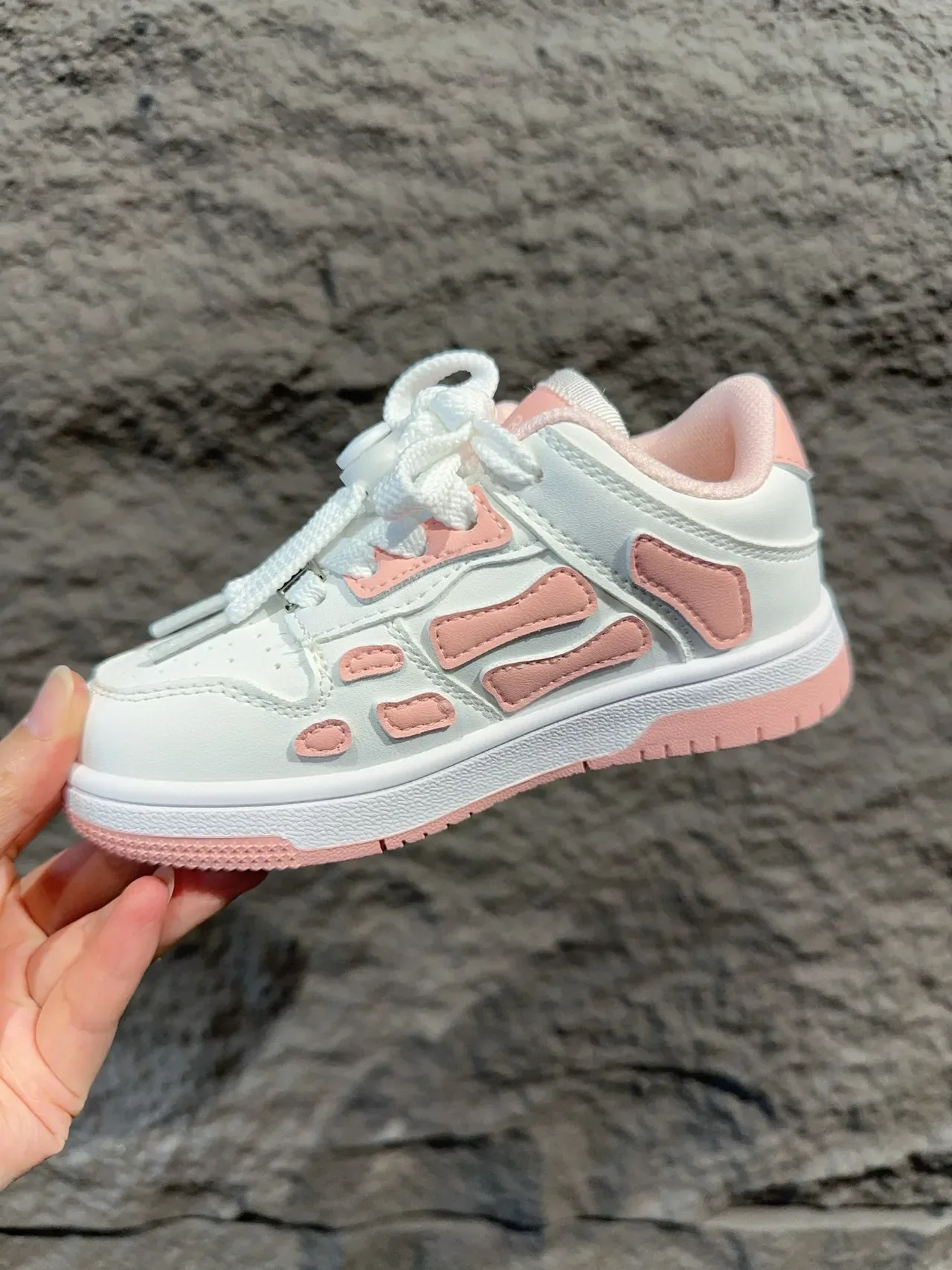 Pink White Low-Top Synthetic Overlay Paneling Sneakers 12