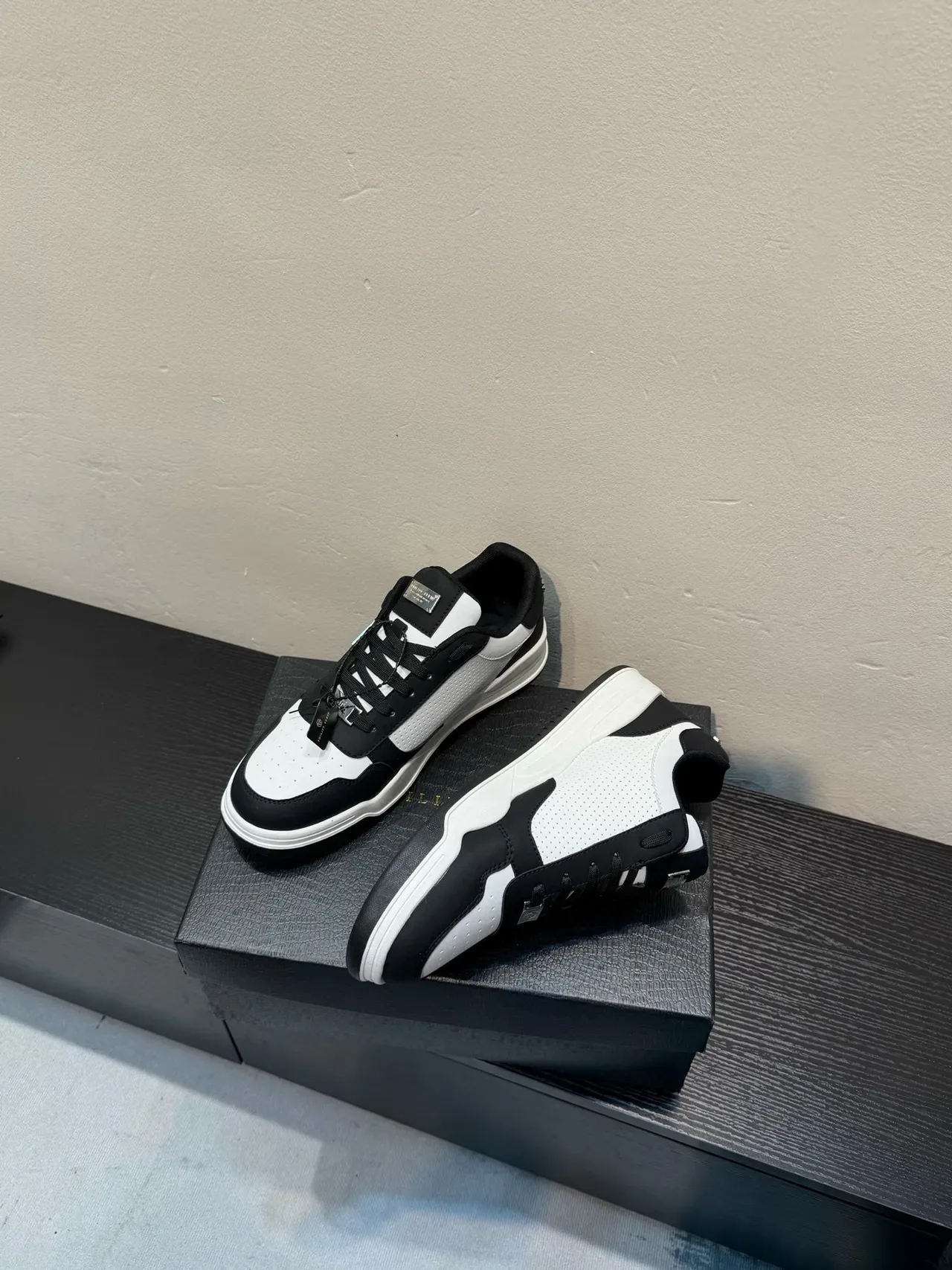PLEIN Street King White and Black Lifestyle Sneakers 4