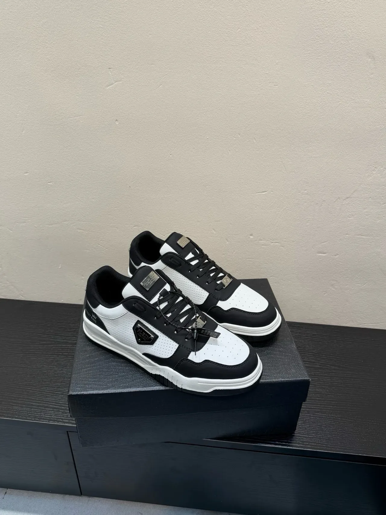 PLEIN Street King White and Black Lifestyle Sneakers 5