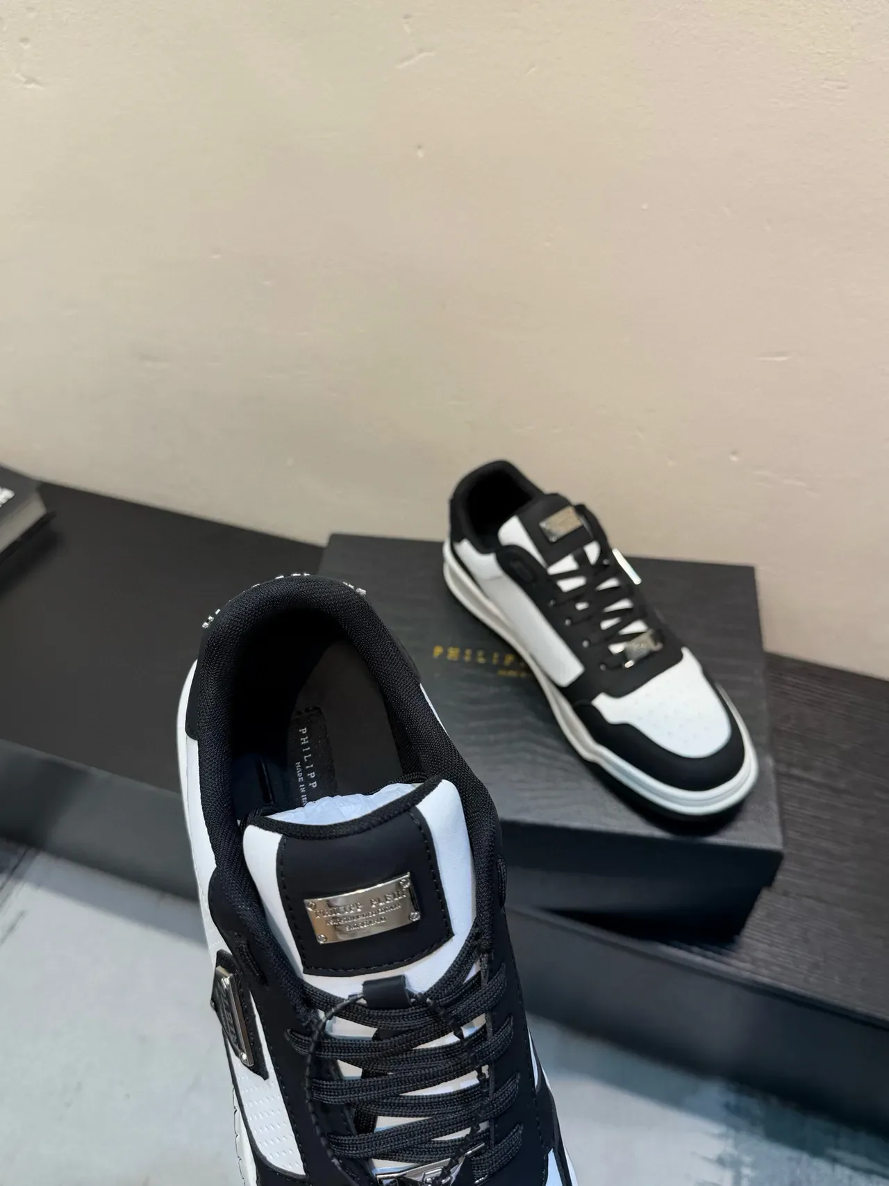 PLEIN Street King White and Black Lifestyle Sneakers 7