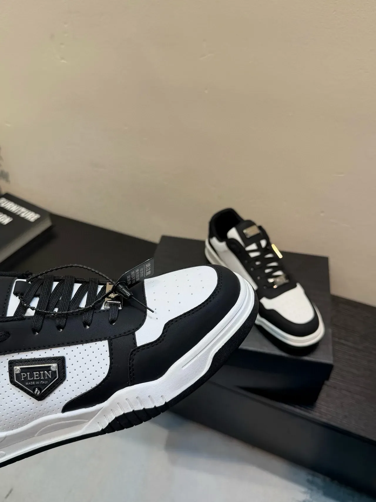 PLEIN Street King White and Black Lifestyle Sneakers 8