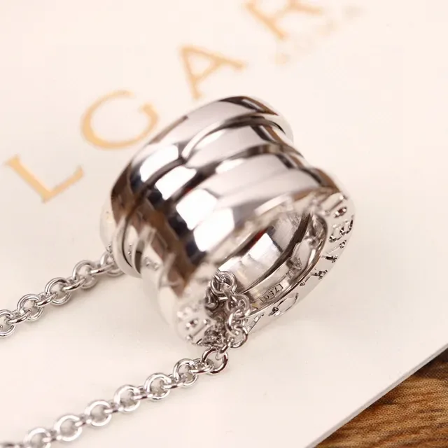 Polished Multi-Band Cylindrical Pendant Necklace 6