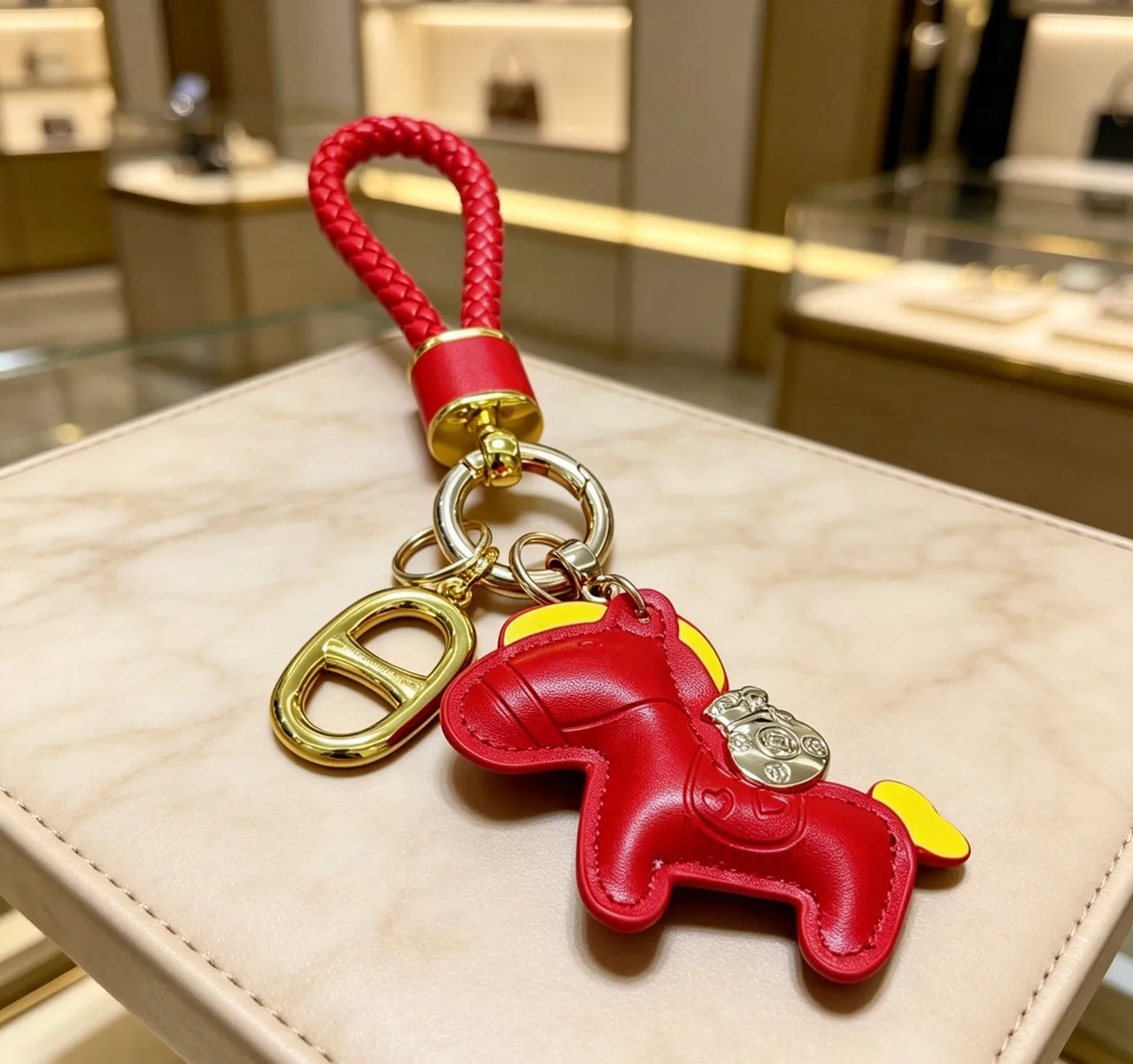红色金色编织皮革环形硬件手机配件 4