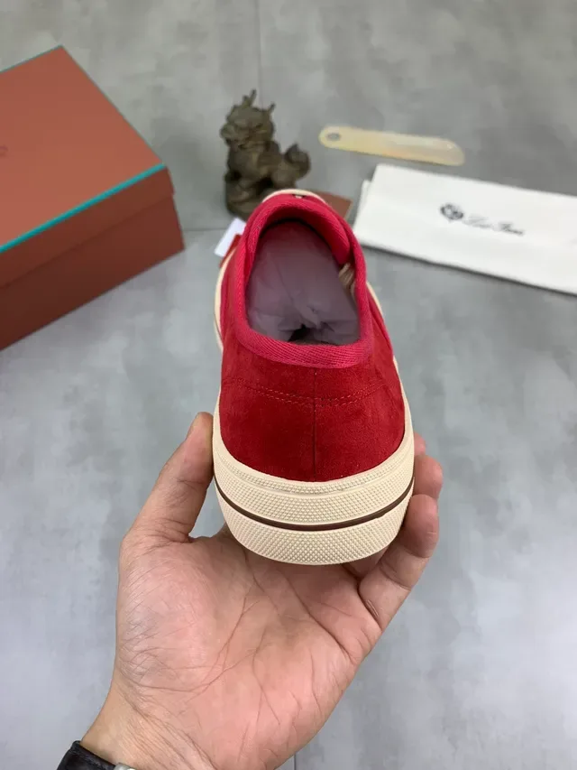 Red Suede Low-Top Cupsole Sneaker 4