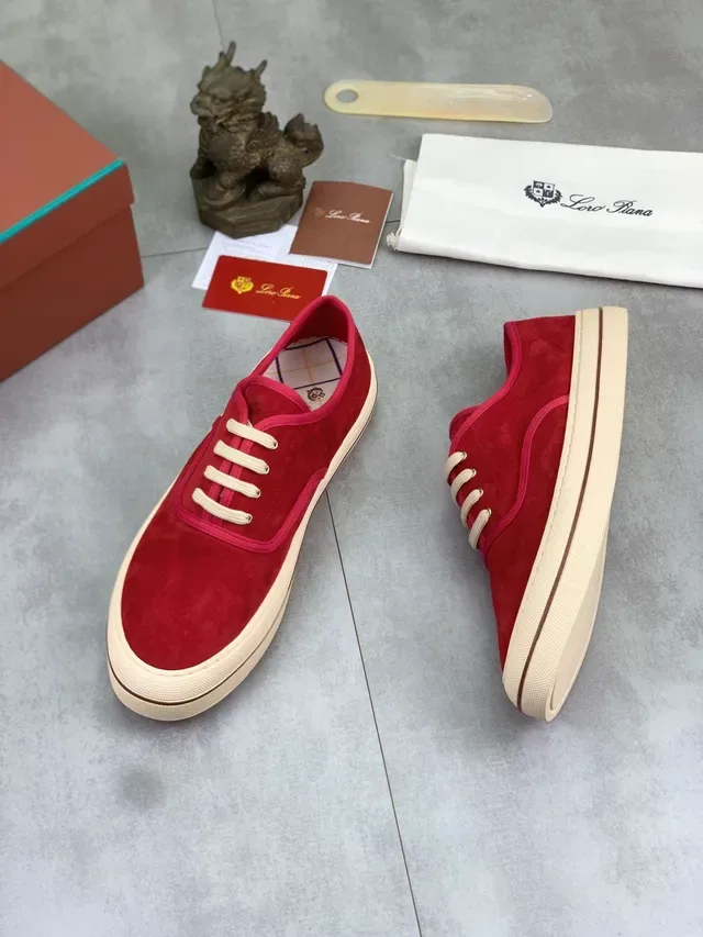 Red Suede Low-Top Cupsole Sneaker 6