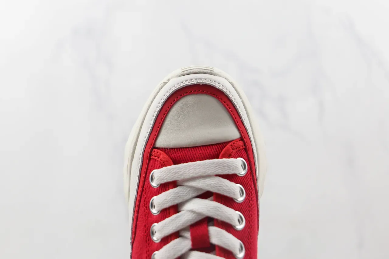 Red White Canvas Upper Chunky Sculpted Sole Sneakers 6