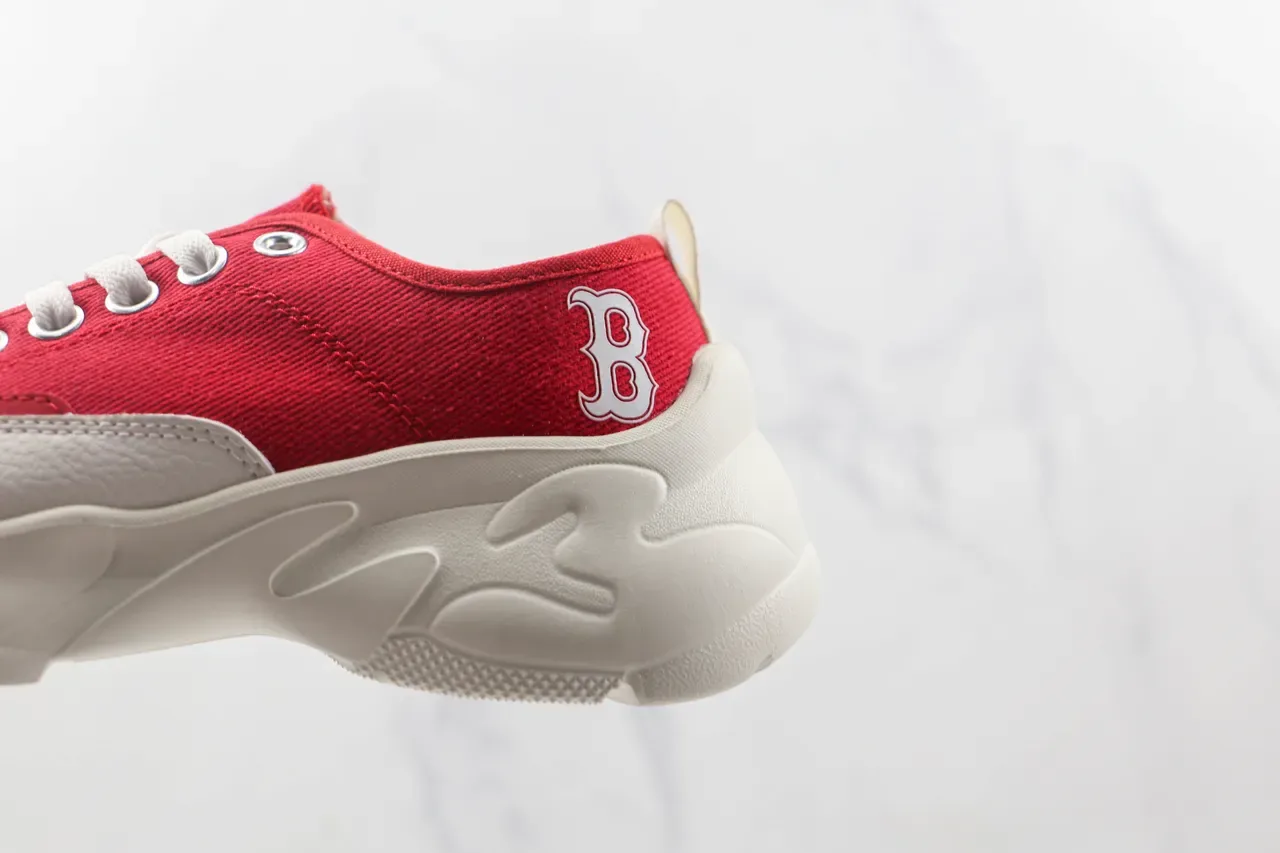 Red White Canvas Upper Chunky Sculpted Sole Sneakers 7