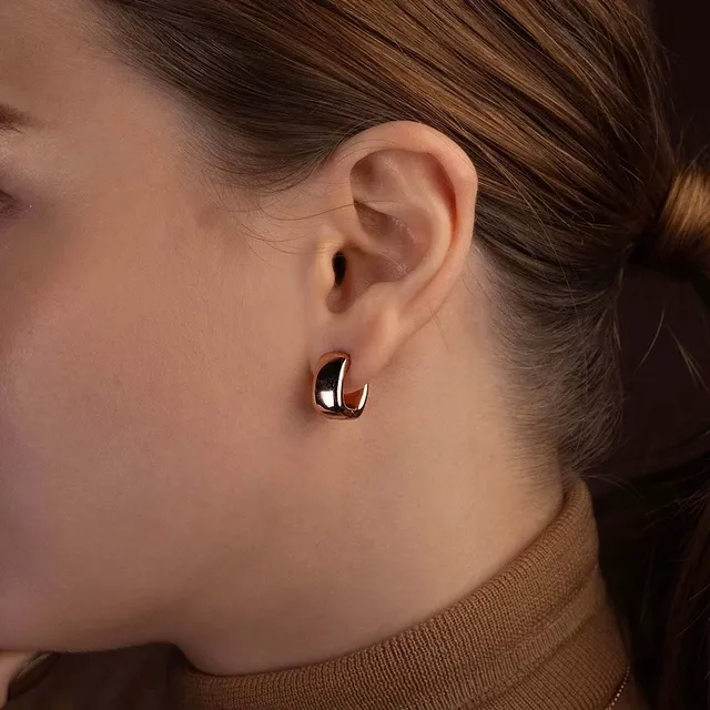 Rose Gold Bezel-Set Faceted Hoop Earrings 2