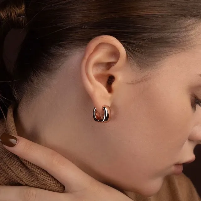 Rose Gold Bezel-Set Faceted Hoop Earrings 3