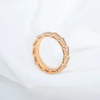 Rose Gold Tone Geometric Pavé-Set Stackable Ring