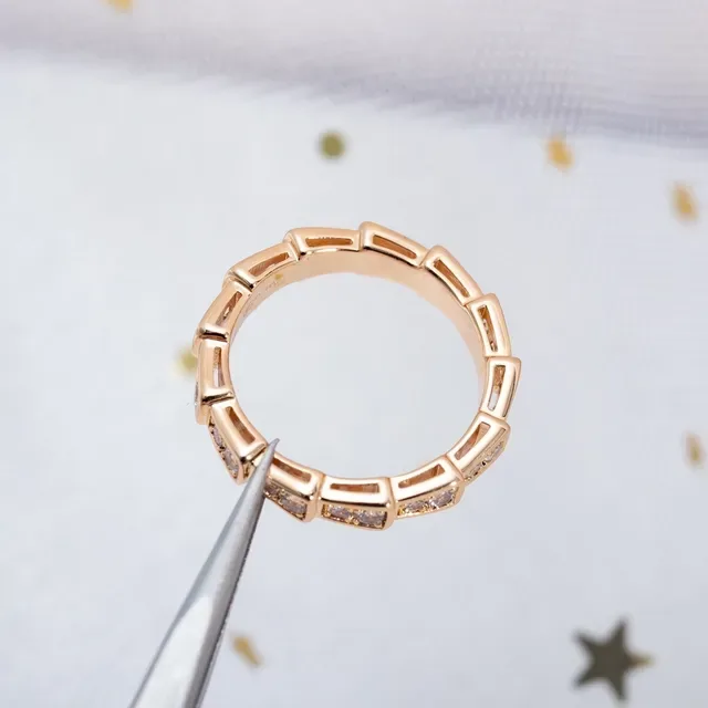 Rose Gold Tone Geometric Pavé-Set Stackable Ring 2