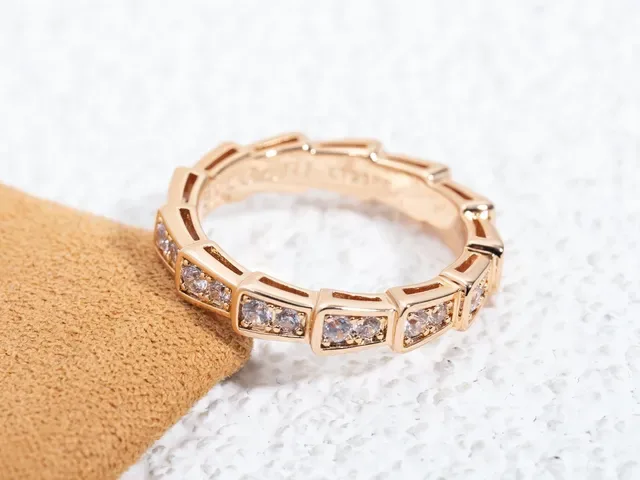 Rose Gold Tone Geometric Pavé-Set Stackable Ring 3