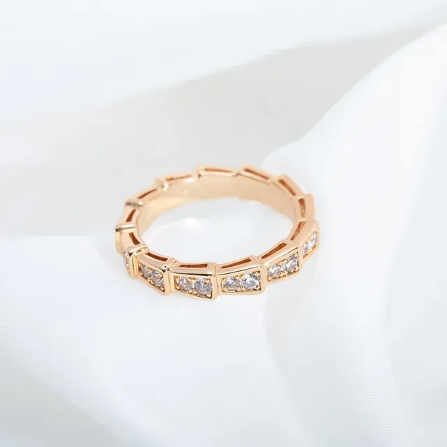 Rose Gold Tone Geometric Pavé-Set Stackable Ring 5