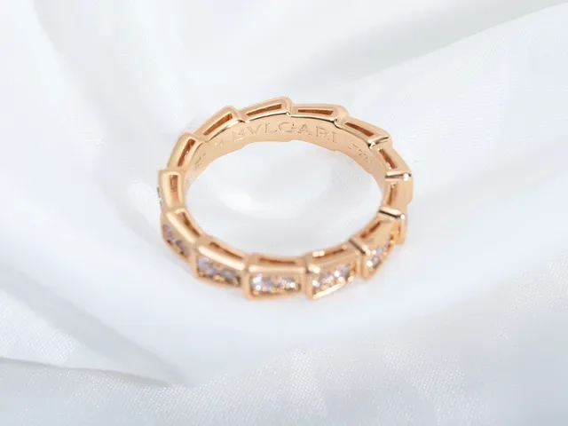 Rose Gold Tone Geometric Pavé-Set Stackable Ring 6