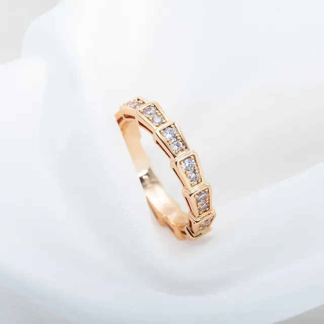 Rose Gold Tone Geometric Pavé-Set Stackable Ring 7