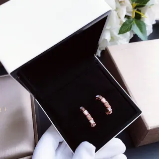 Rose Gold-Tone Mother-of-Pearl Inlay Pavé Hoop Rings