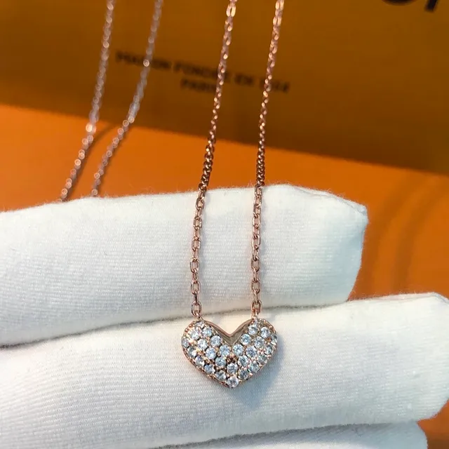 Rose Gold-Tone Pavé Heart and Lock-Style Pendant Necklaces 9