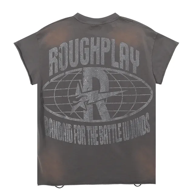 ROUGH Distressed Graphic Print Oversized T-Shirt 2