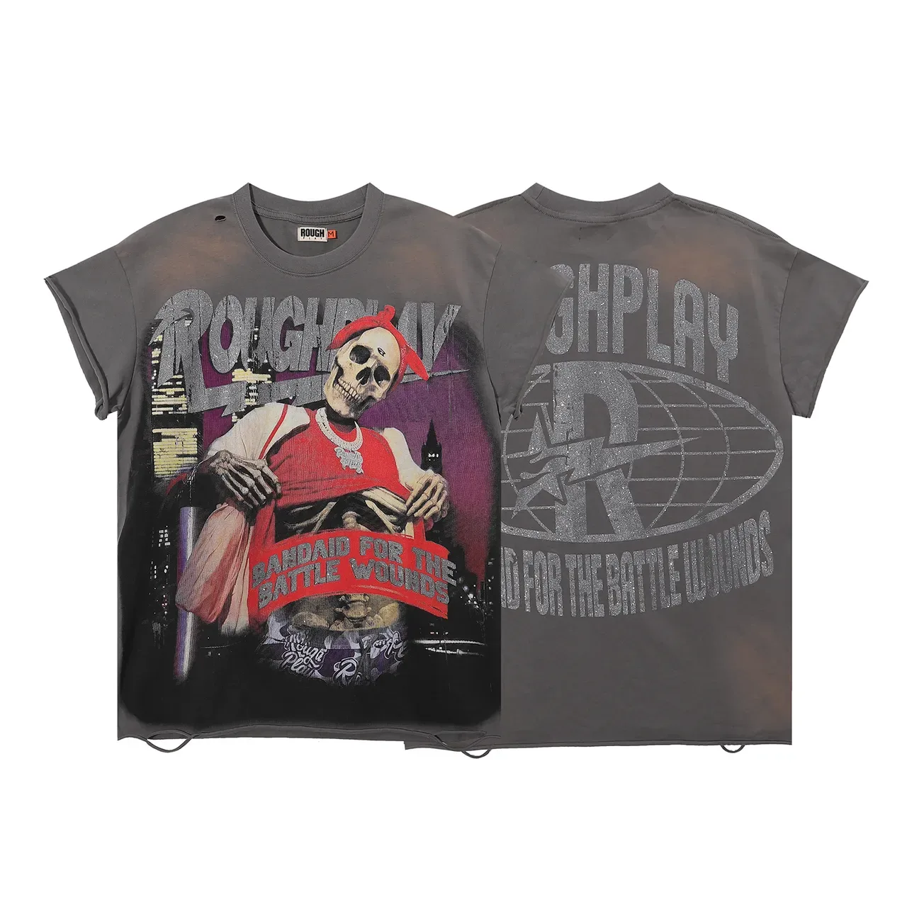 ROUGH Distressed Graphic Print Oversized T-Shirt 4