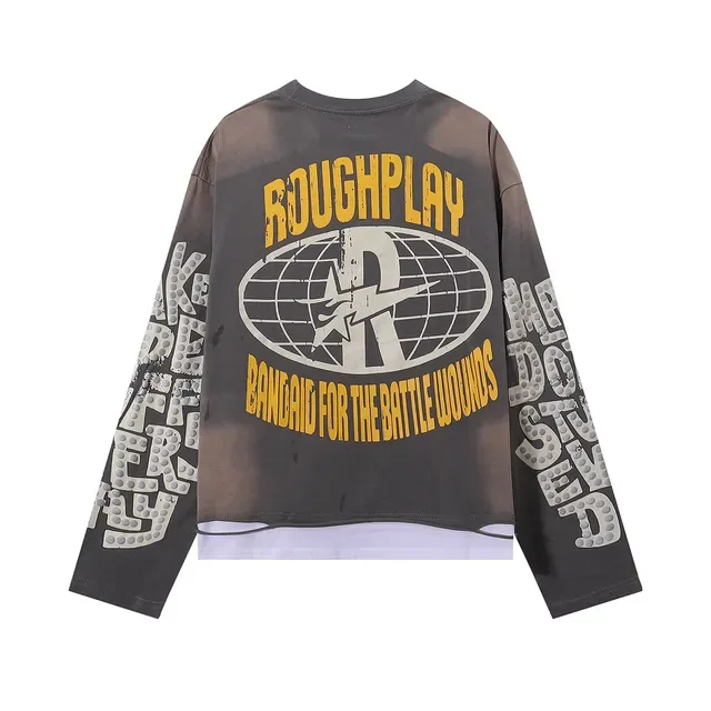 ROUGH Graphic-Print Distressed Hem Oversized T-Shirt 3
