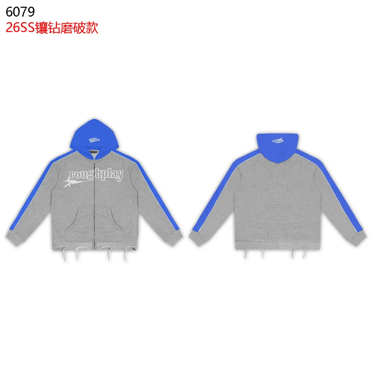 roughplay Black Red Zip-Up Hooded Top Contrast-Color Sleeve Panels Tracksuit 11