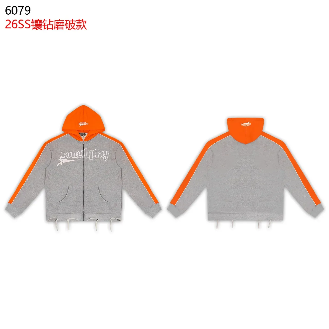roughplay Black Red Zip-Up Hooded Top Contrast-Color Sleeve Panels Tracksuit 14
