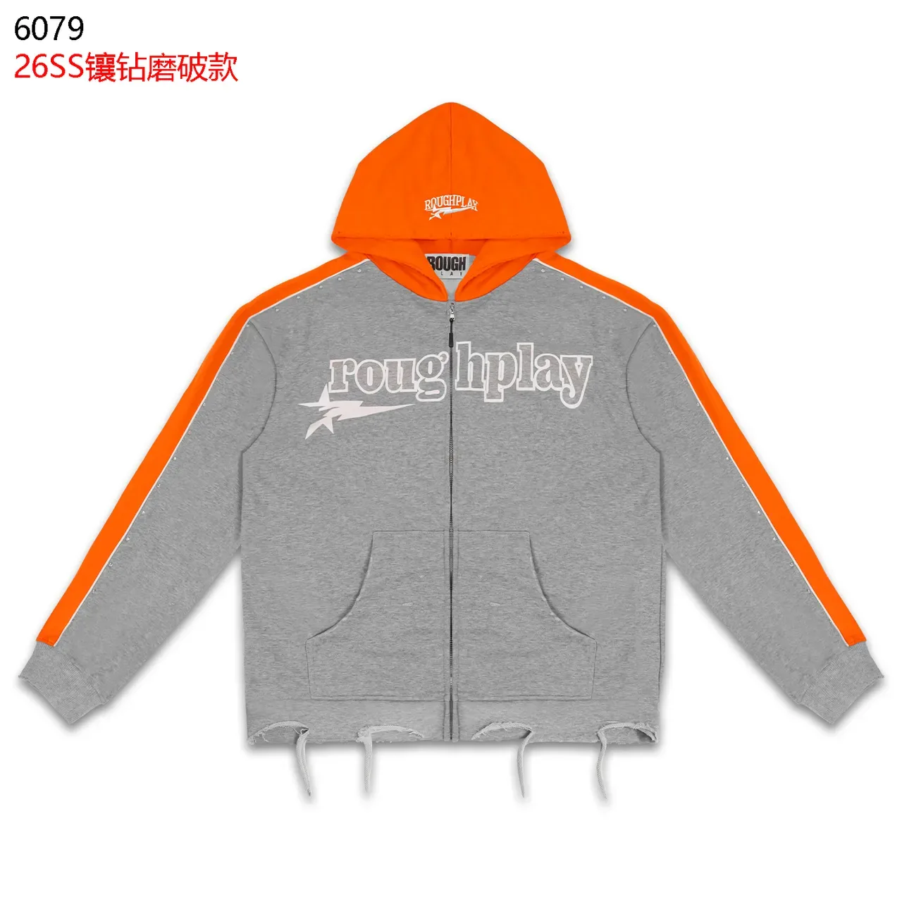 roughplay Black Red Zip-Up Hooded Top Contrast-Color Sleeve Panels Tracksuit 16