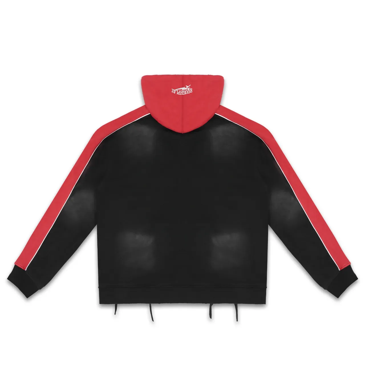 roughplay Black Red Zip-Up Hooded Top Contrast-Color Sleeve Panels Tracksuit 21