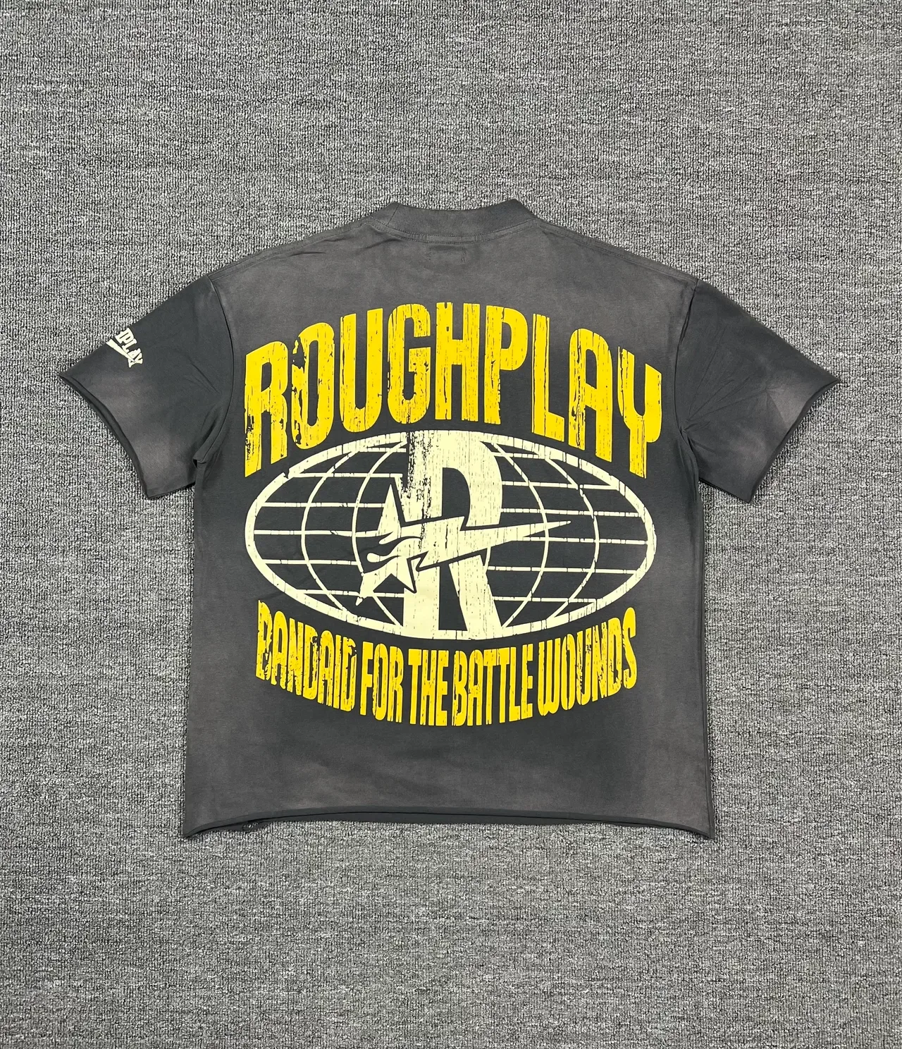 ROUGHPLAY Distressed Acid-Wash Double-Sided Graphic T-Shirt 2