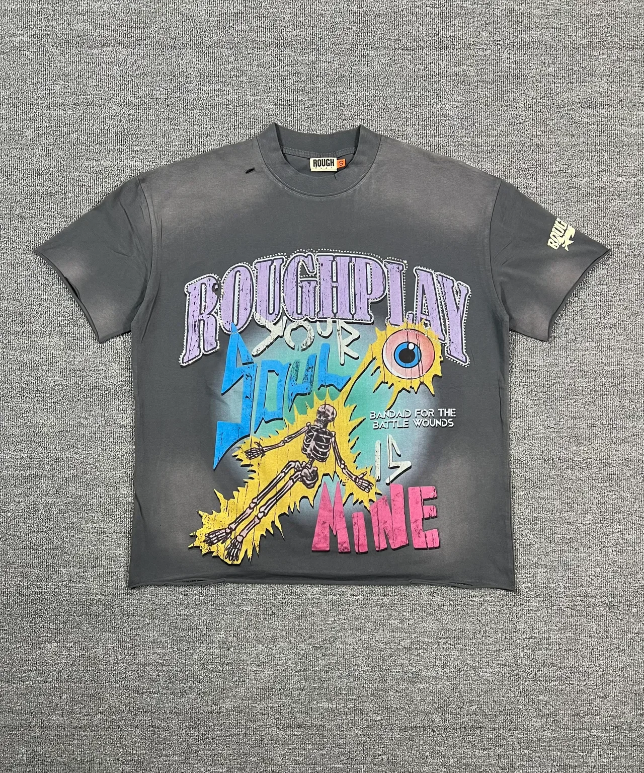 ROUGHPLAY Distressed Acid-Wash Double-Sided Graphic T-Shirt 3
