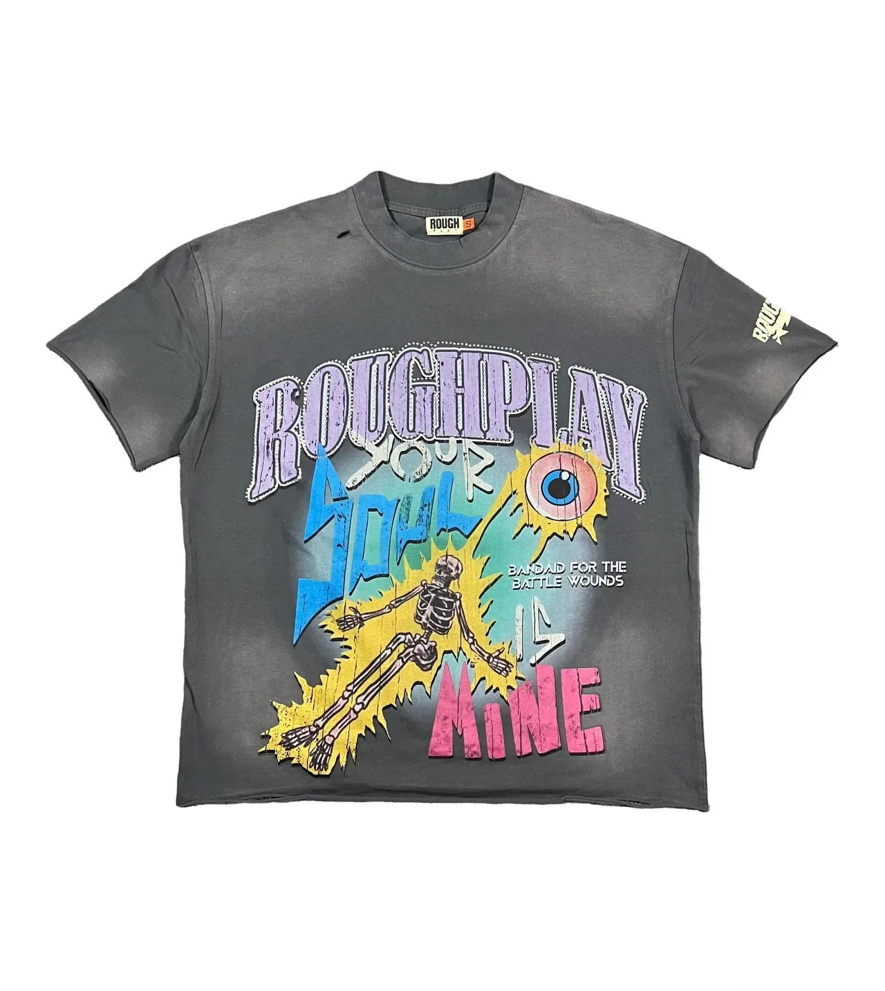 ROUGHPLAY Distressed Acid-Wash Double-Sided Graphic T-Shirt 7