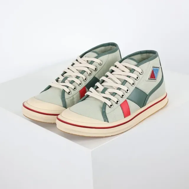 Sage Green and Dark Green High-Top Canvas Sneaker 2