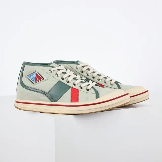 Sage Green and Dark Green High-Top Canvas Sneaker 3