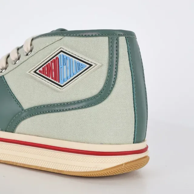 Sage Green and Dark Green High-Top Canvas Sneaker 4