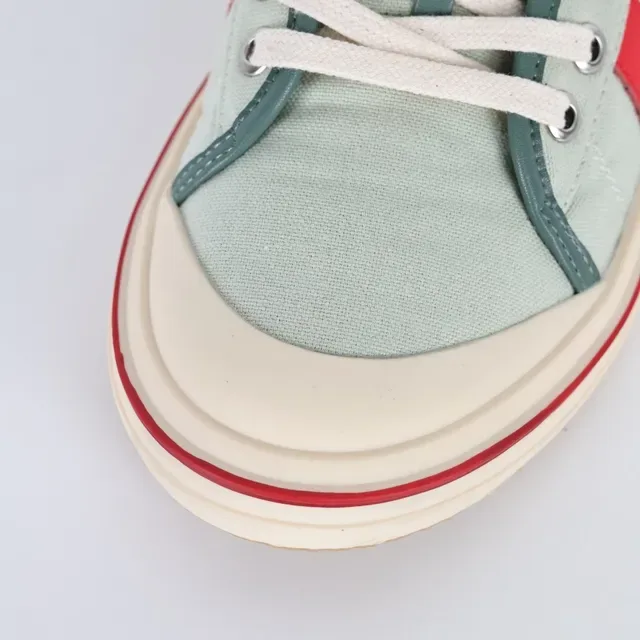 Sage Green and Dark Green High-Top Canvas Sneaker 5
