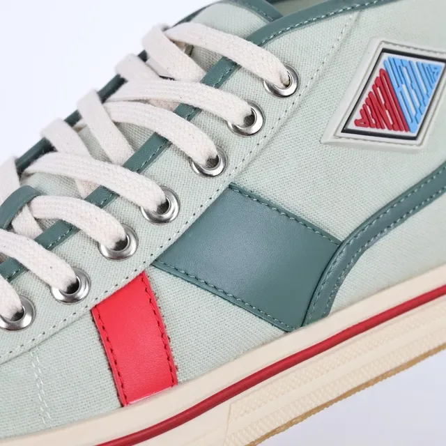Sage Green and Dark Green High-Top Canvas Sneaker 6