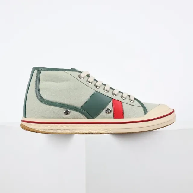 Sage Green and Dark Green High-Top Canvas Sneaker 7