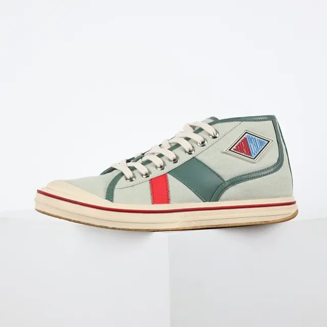 Sage Green and Dark Green High-Top Canvas Sneaker 9